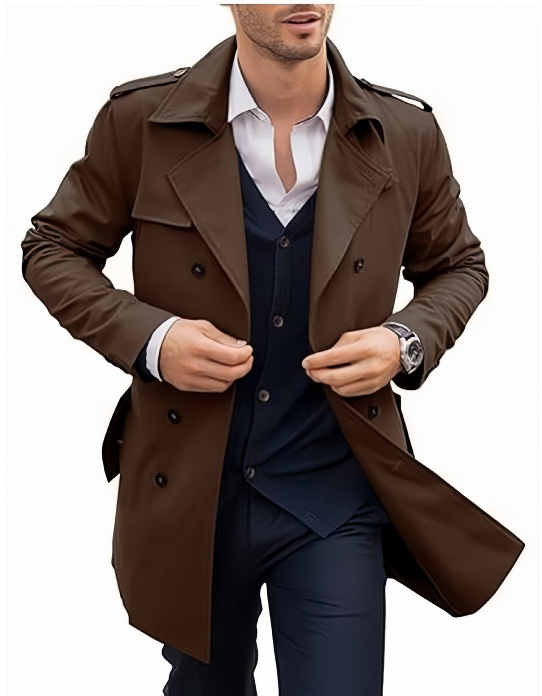 Herren leichter Trenchcoat mit modernem Design und stylischem Stehkragen