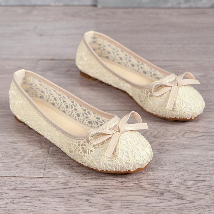 Damen Ballerinas mit filigranem Spitzen-Design und zarter Schleifen-Applikation