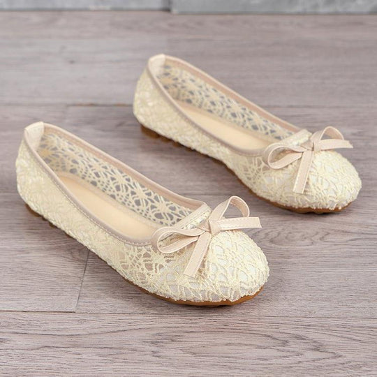 Damen Ballerinas mit filigranem Spitzen-Design und zarter Schleifen-Applikation