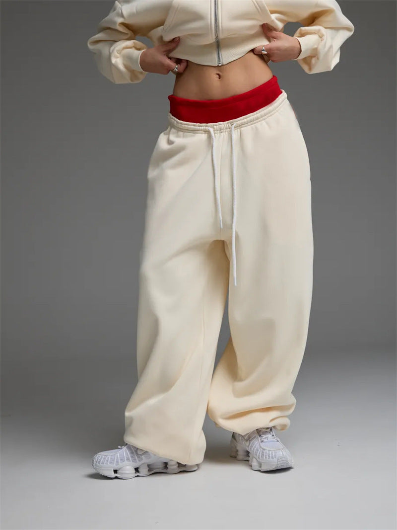 Damen Bequeme Baggy-Hose mit elastischem Bund und Kordelzug Nord Taschen