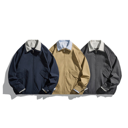 Herren Kurzjacke im Boxy‑Cut aus robustem Canvas mit kontrastierendem Umlegekragen Nord Taschen