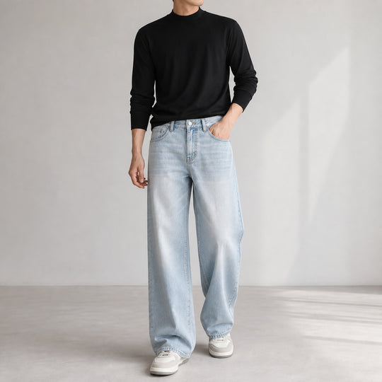 Damen High-Waist Wide-Leg Jeans aus softem Denim mit weitem Bein Nord Taschen