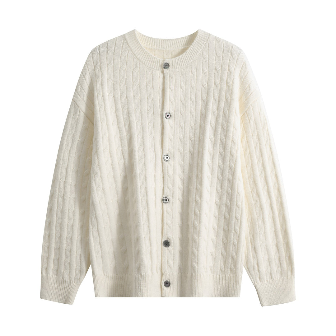 Damen Grobstrick-Cardigan mit Zopfmuster, Rundhalsausschnitt & durchgehender Knopfleiste Nord Taschen