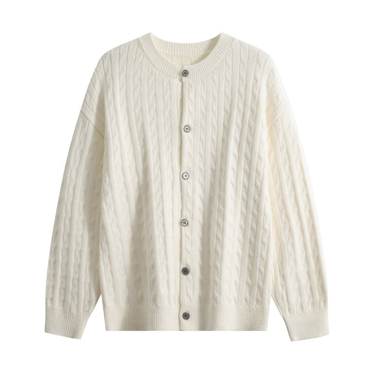 Damen Grobstrick-Cardigan mit Zopfmuster, Rundhalsausschnitt & durchgehender Knopfleiste Nord Taschen
