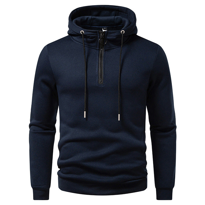 Herren Modernes sportlich-elegantes Kapuzen-Sweatshirt mit Fronthalbzip und Kordelzug Nord Taschen