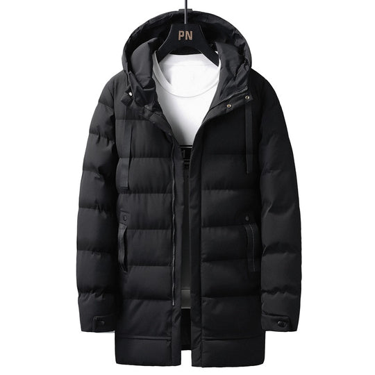Herren Lange gestepptes Thermo-Parka mit Kapuze, Reißverschluss & Utility-Taschen Nord Taschen
