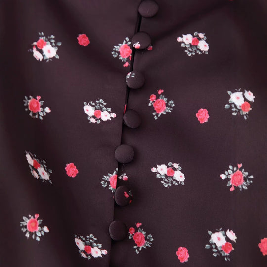 Damen Langärmliges Maxikleid mit Stehkragen, durchgehender Knopfleiste und floralem Alloverprint Nord Taschen