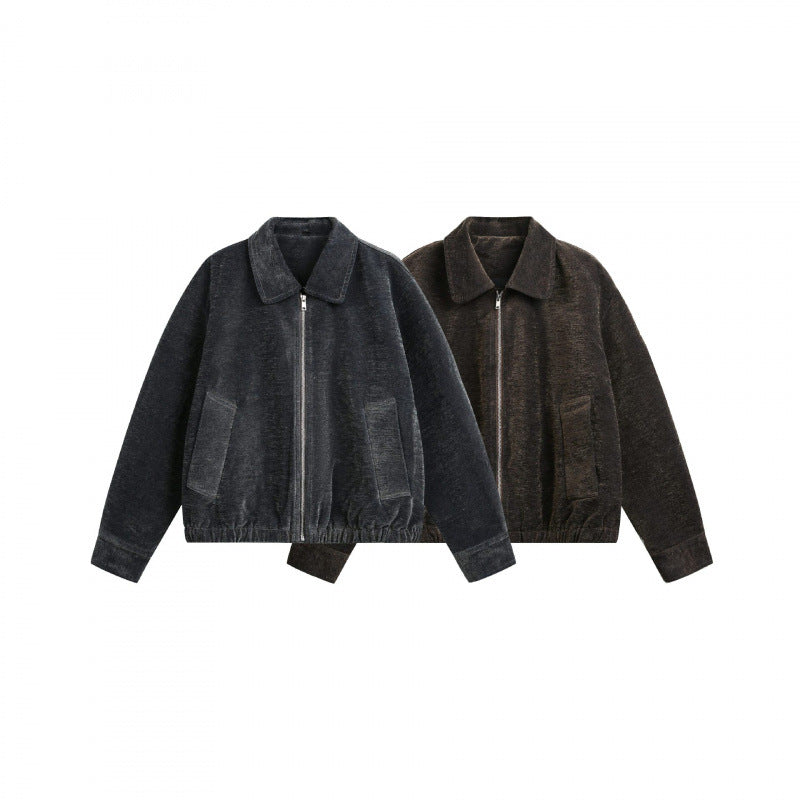 Herren Kurzjacke aus Teddy‑Fleece mit Hemdkragen, Reißverschluss und elastischem Saum Nord Taschen
