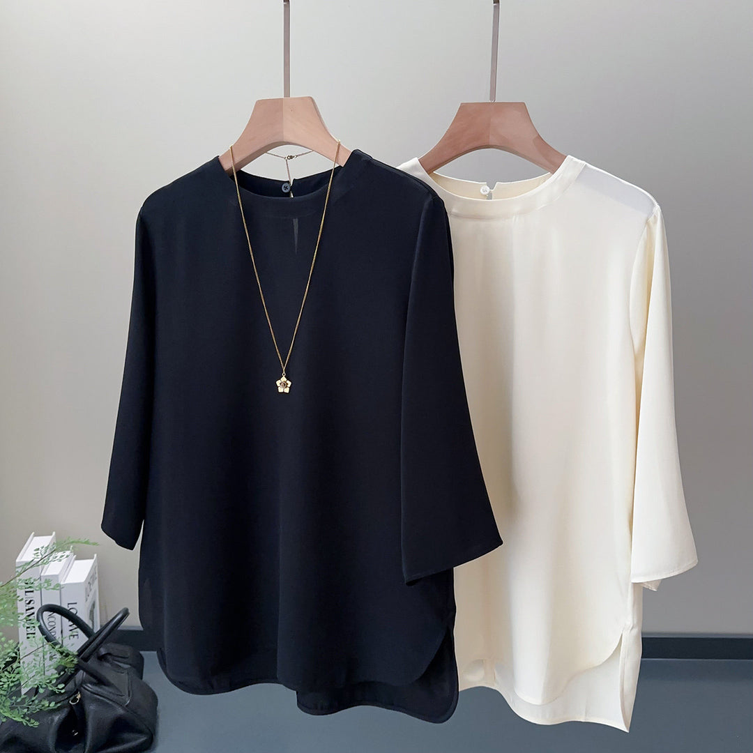 Damen Elegante und luftige Bluse mit drei Viertel-Ärmeln Nord Taschen