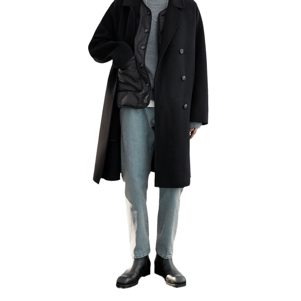 Herren Oversized Wollmantel mit Doppelreiher und Reverskragen Nord Taschen