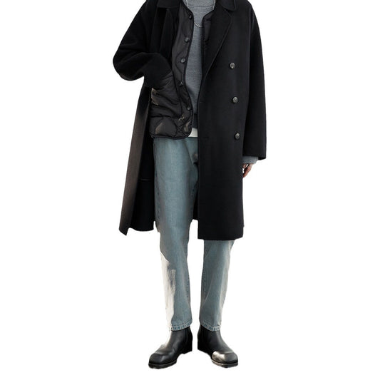 Herren Oversized Wollmantel mit Doppelreiher und Reverskragen Nord Taschen