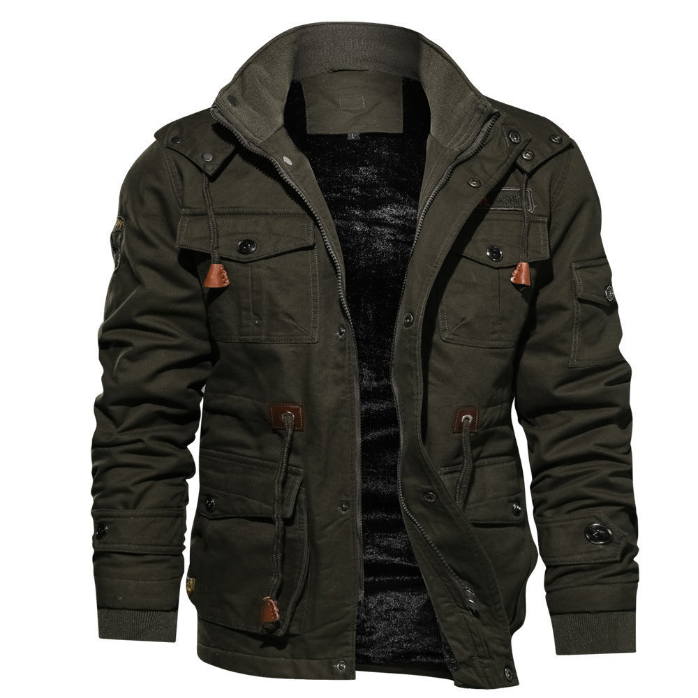 Herren  legerer Baumwoll-Blazer mit Knopfleiste, aufgesetzten Taschen und gestreiftem Innenfutter Nord Taschen