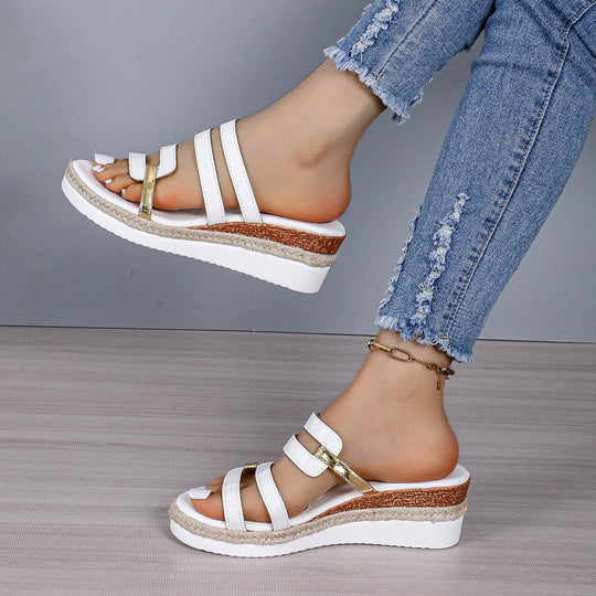 Damen Wedge-Sandalen mit eleganten Riemen und verstellbarem Schnallenverschluss Nord Taschen