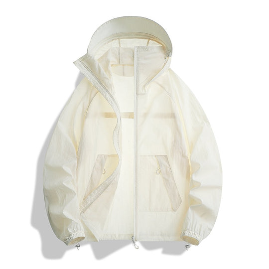 Herren Leichte wind- und wasserabweisende Kapuzen-Übergangsjacke mit verstellbarer Saumzug und Zwei-Wege-Reißverschluss Nord Taschen