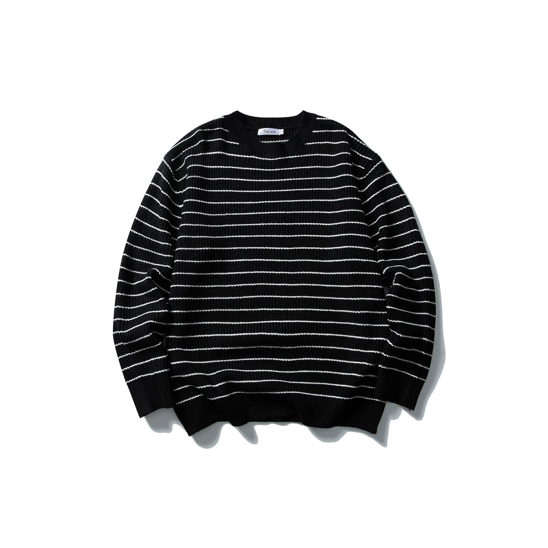 Unisex Gestreifter Strickpullover im Breton‑Look mit grober Rippstruktur und Rundhalsausschnitt Nord Taschen