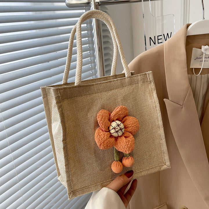 Damen Jutetasche mit floralem 3D-Design Nord Taschen
