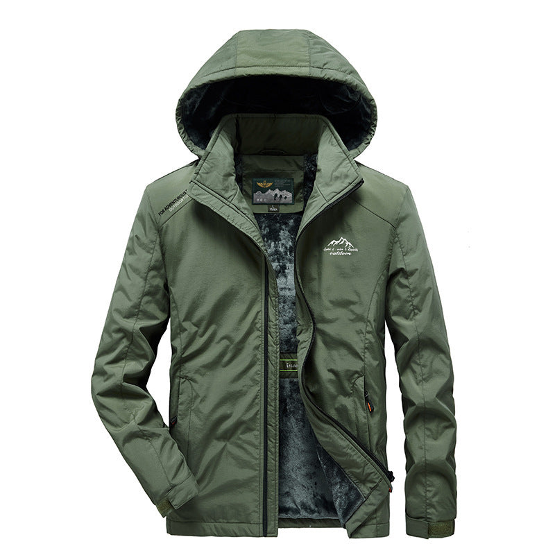 Herren technische Outdoor-Jacke mit wärmendem Teddyfleece-Innenfutter und verstellbarer Kapuze Nord Taschen