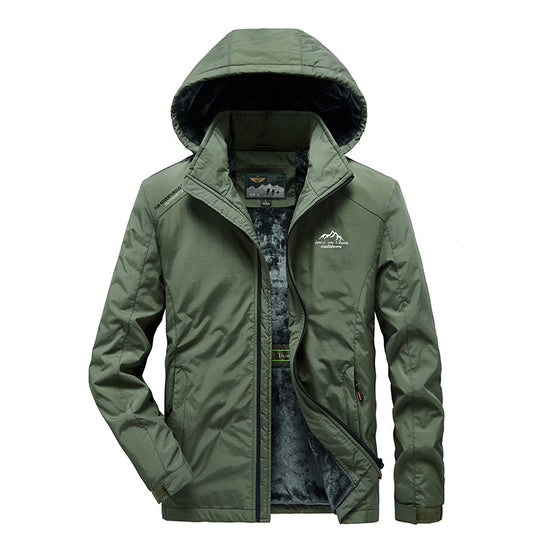 Herren technische Outdoor-Jacke mit wärmendem Teddyfleece-Innenfutter und verstellbarer Kapuze Nord Taschen