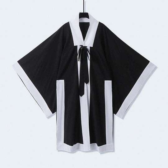 Unisex Oversize Kimono-Cardigan mit Kontrastblende, Bindeband und aufgesetzten Taschen Nord Taschen