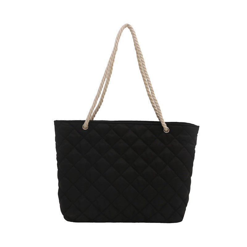 Damen modische Shopper-Tasche mit geflochtener Kordel Nord Taschen