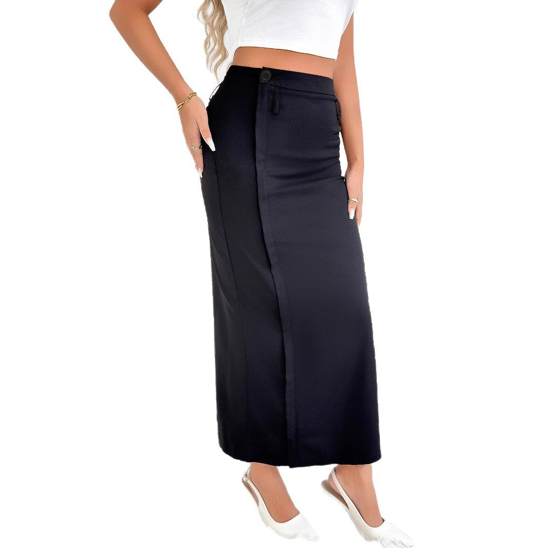 Damen Elegante Maxi-Rock mit seitlichem Schlitz und Zipper Nord Taschen