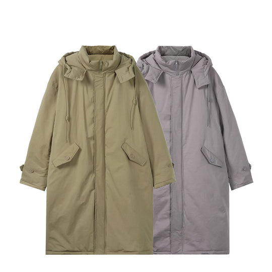 Damen Lange gefütterte Thermo-Parka im Oversize-Schnitt mit verdeckter Front Nord Taschen