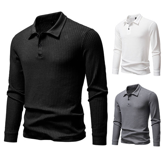 Herren Waffelstrick-Poloshirt mit Halbknopfleiste und Hemdkragen Nord Taschen