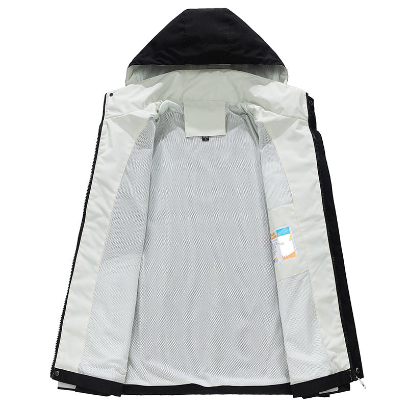 Herren Dreilagige wasserabweisende Kapuzen‑Outdoorjacke mit Mesh‑Futter und verdecktem Reißverschluss Nord Taschen