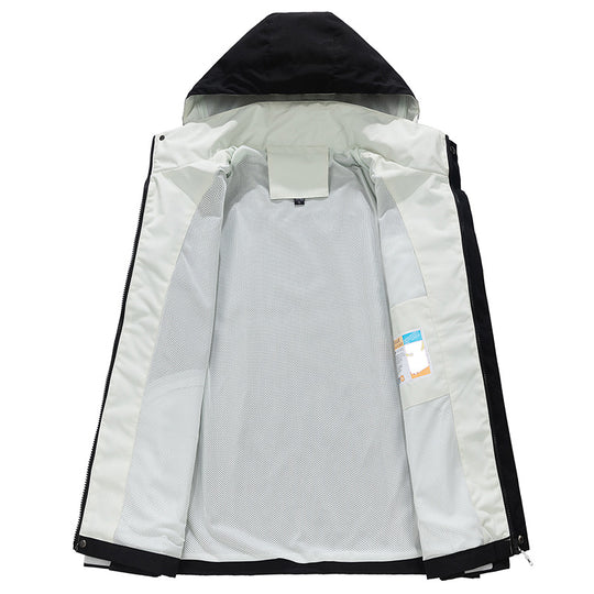 Herren Dreilagige wasserabweisende Kapuzen‑Outdoorjacke mit Mesh‑Futter und verdecktem Reißverschluss Nord Taschen