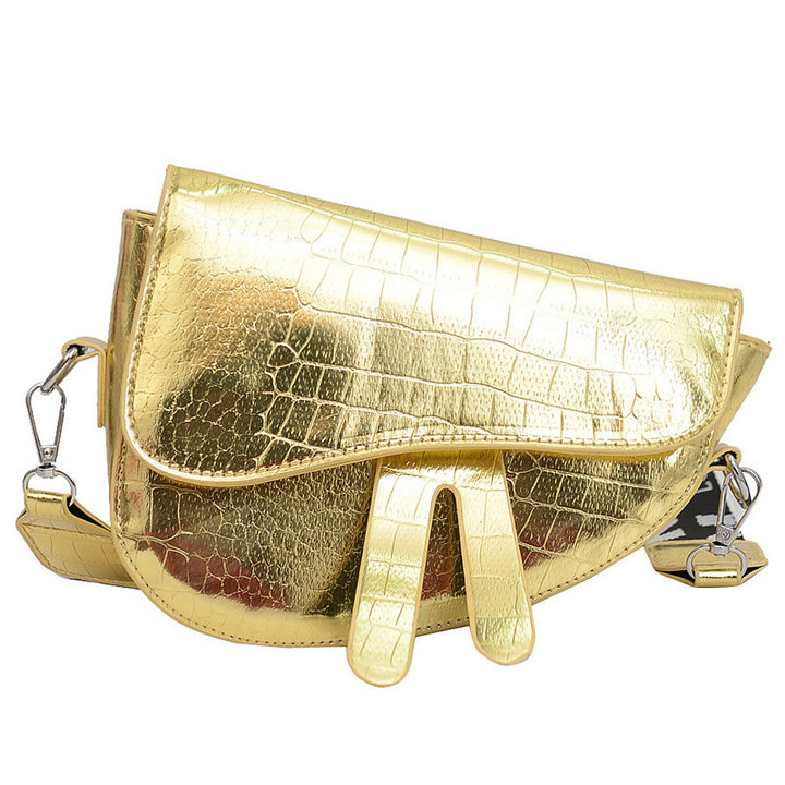 Damen schicke Umhängetasche mit glänzendem Krokodil-Look Nord Taschen
