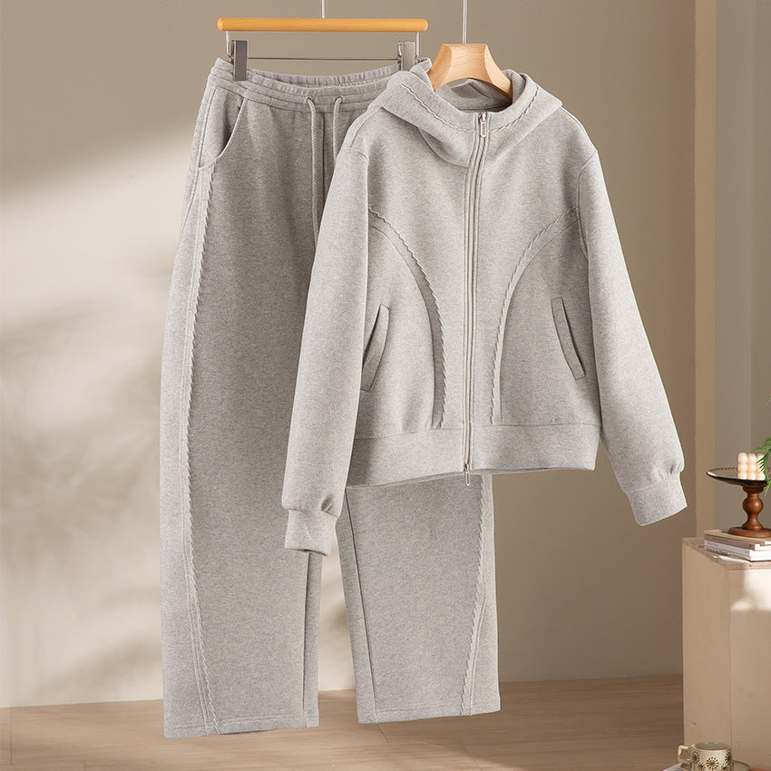 Damen Weiche High‑Waist Jogginghose aus Teddyfleece mit weitem Bein und Kordelzug Nord Taschen