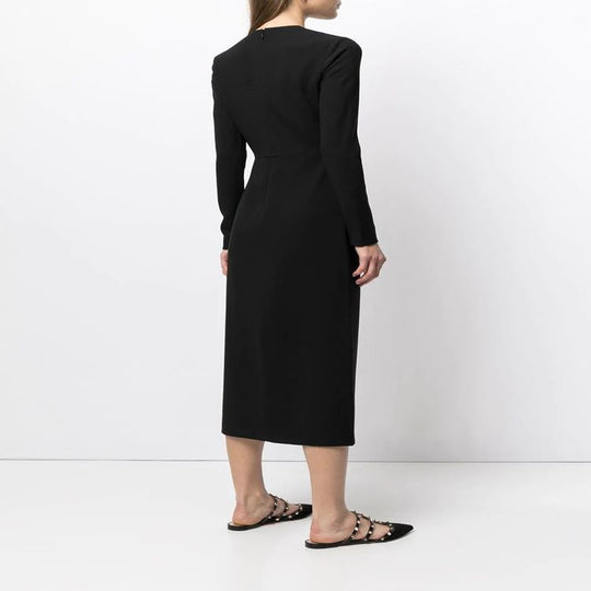 Damen Tailliertes Midikleid mit langem Arm, vorderlichem Schlitz und cleanem Tailoring Nord Taschen