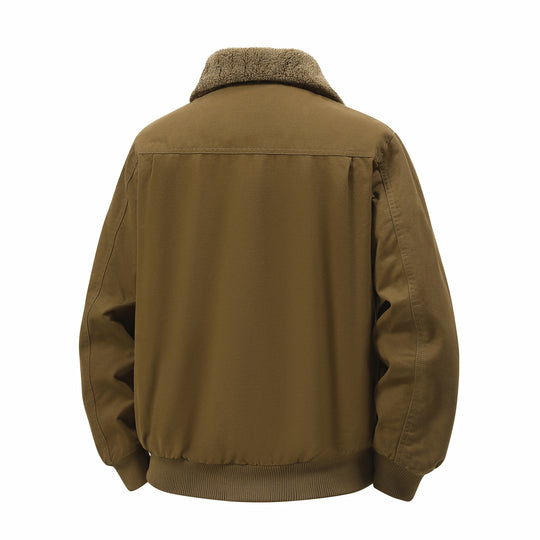 Herren Thermo-Bomberjacke im Fieldstil mit Teddykragen, aufgesetzten Brusttaschen & Reißverschluss Nord Taschen