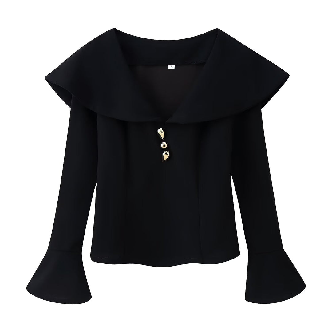 Damen hochtaillierte Palazzo‑Hose mit weitem Bein, Bundfalten und verdecktem Verschluss Nord Taschen