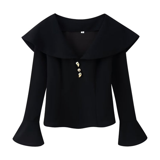 Damen hochtaillierte Palazzo‑Hose mit weitem Bein, Bundfalten und verdecktem Verschluss Nord Taschen