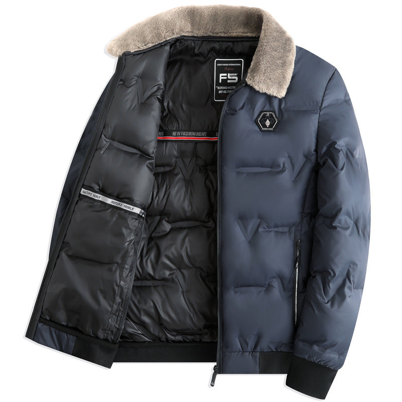 Herren gesteppte Thermojacke mit Kunstfellkragen winddicht wasserabweisend und mehreren Reißverschlusstaschen Nord Taschen
