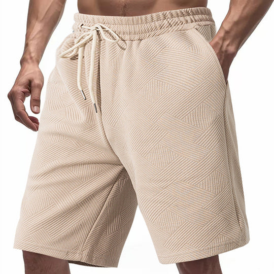 Herren nan knielange Textur-Badeshort mit elastischem Kordelbund und seitlichen Eingrifftaschen