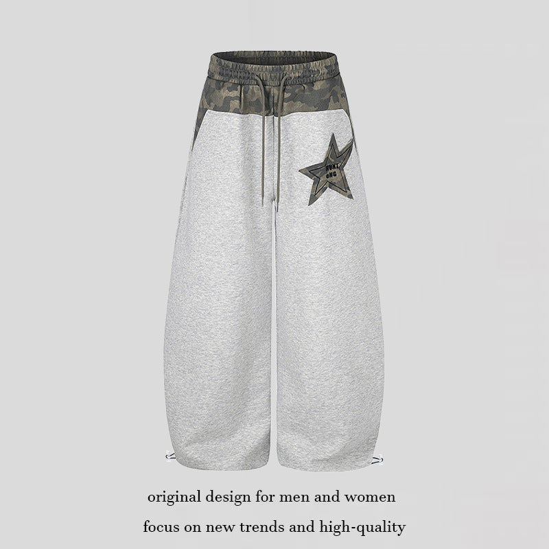 Damen Extraweite Culotte-Sweatpants mit Camouflage-Bund und Sternpatch Nord Taschen