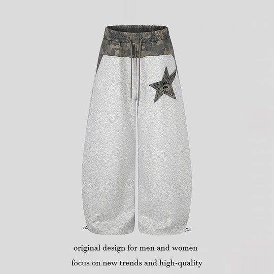 Damen Extraweite Culotte-Sweatpants mit Camouflage-Bund und Sternpatch Nord Taschen