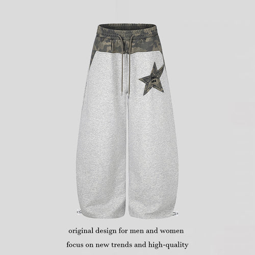 Damen Extraweite Culotte-Sweatpants mit Camouflage-Bund und Sternpatch Nord Taschen