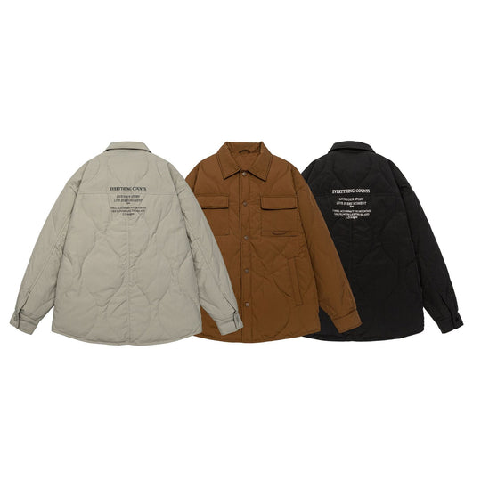 Herren Gesteppte Oversize-Hemdjacke mit Steppung, Druckknöpfen und Brusttaschen Nord Taschen