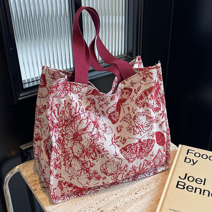 Damen Jute-Handtasche mit floralem Design Nord Taschen