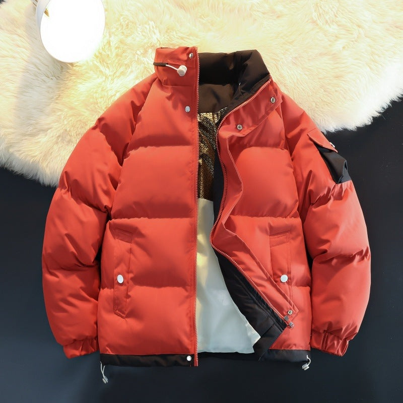 Herren Wattierte Daunenoptik-Outdoorjacke mit hohem Stehkragen, Kontrast-Innenfutter & Ärmeltasche Nord Taschen