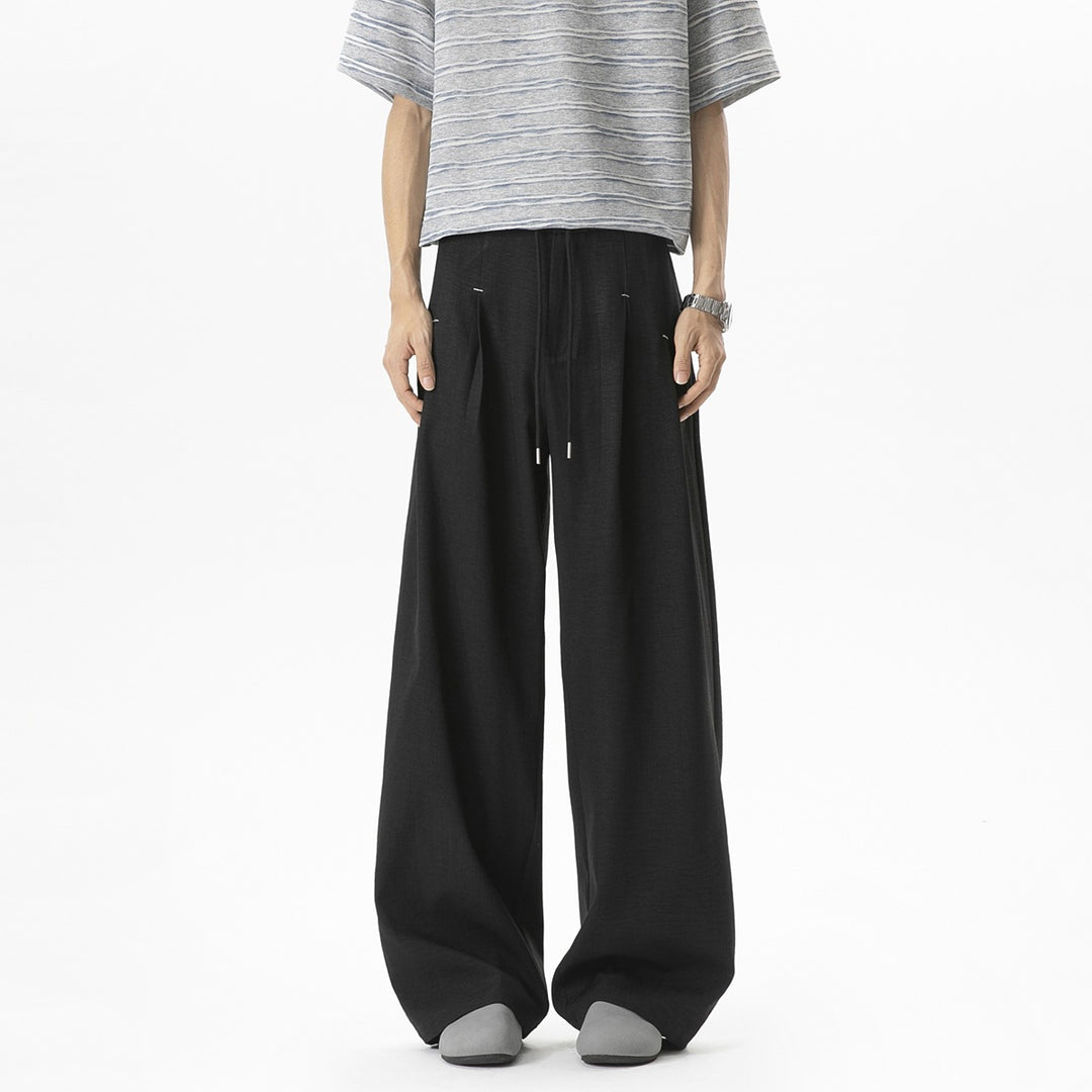 Herren Weite Leinenhose mit hoher Taille, Bundfalte & relaxed Silhouette Nord Taschen