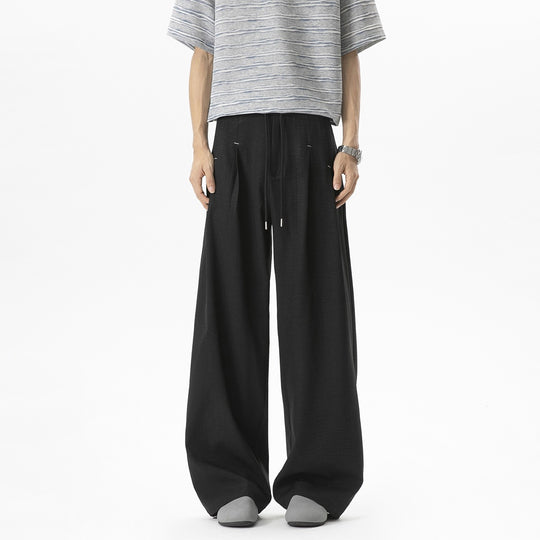 Herren Weite Leinenhose mit hoher Taille, Bundfalte & relaxed Silhouette Nord Taschen