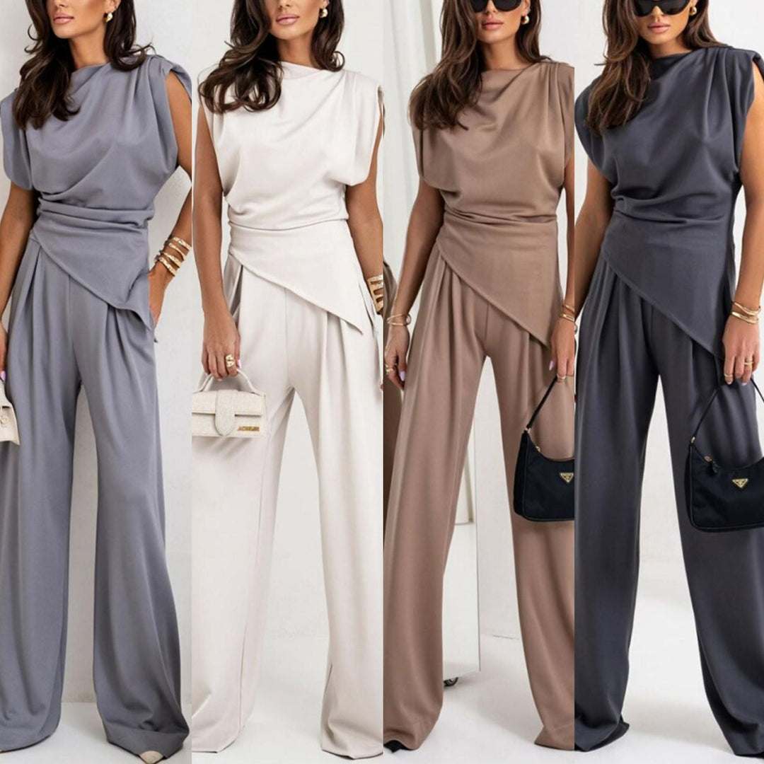 Damen Eleganter Jumpsuit mit asymmetrischem Schnitt und weitem Bein