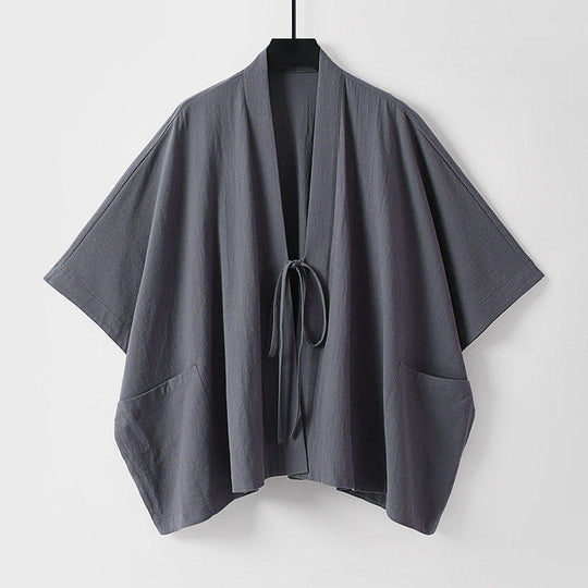 Damen Oversize Kimono-Cardigan mit Bindeband und aufgesetzten Taschen Nord Taschen
