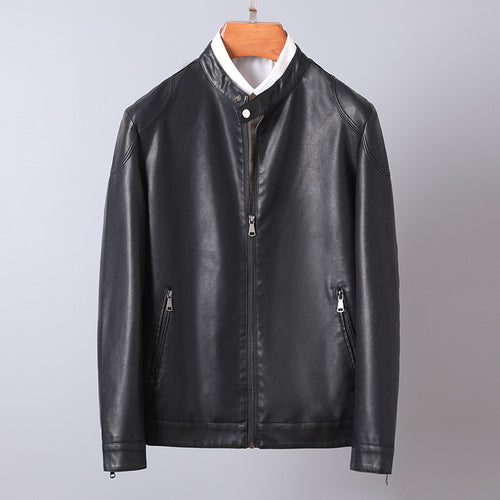 Herren Minimalistisches Kunstleder-Blouson mit Stehkragen und seitlichen Reißverschlusstaschen Nord Taschen