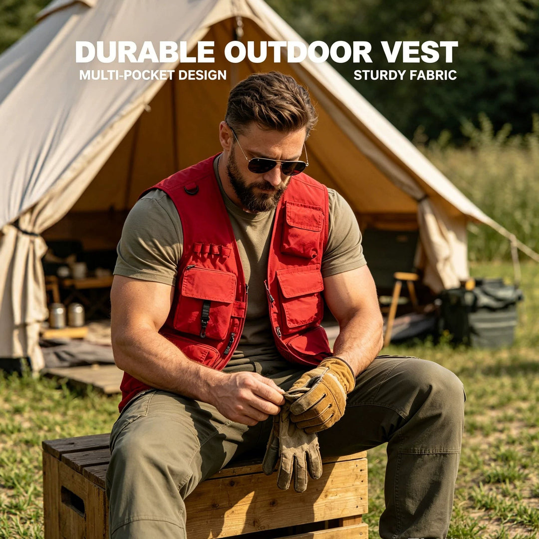 Unisex nan multifunktionale Outdoorweste mit zahlreichen Taschen und Netzfutter