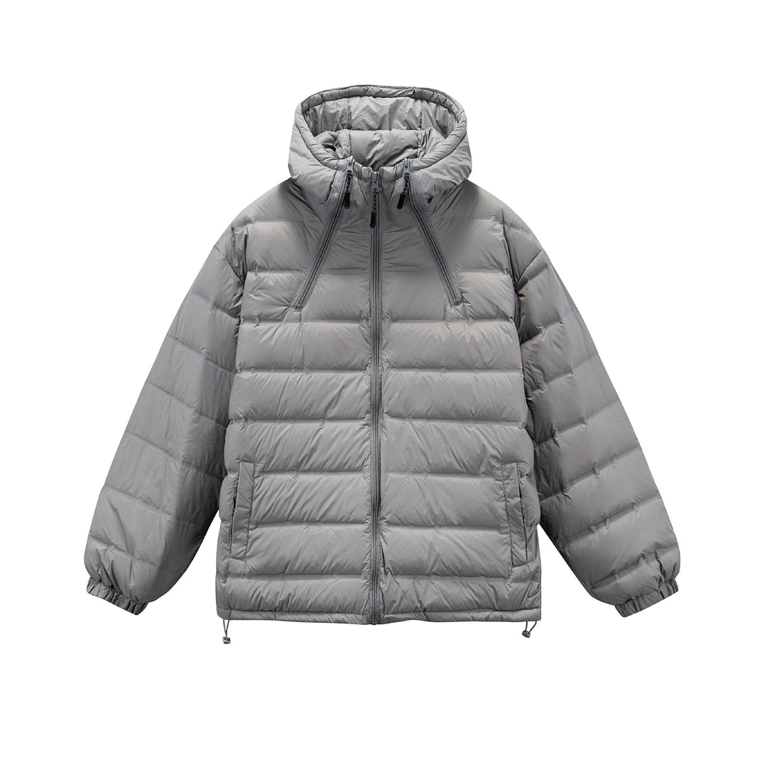 Herren Boxy-Pufferjacke mit hoher Stehkapuze, doppeltem Frontreißverschluss und Tunnelzug Nord Taschen